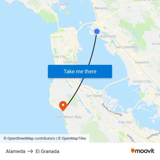 Alameda to El Granada map
