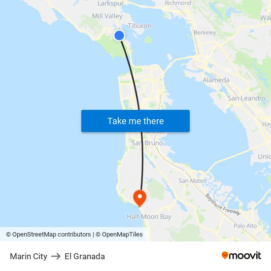 Marin City to El Granada map