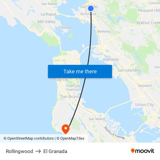 Rollingwood to El Granada map