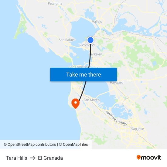 Tara Hills to El Granada map