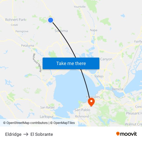 Eldridge to El Sobrante map