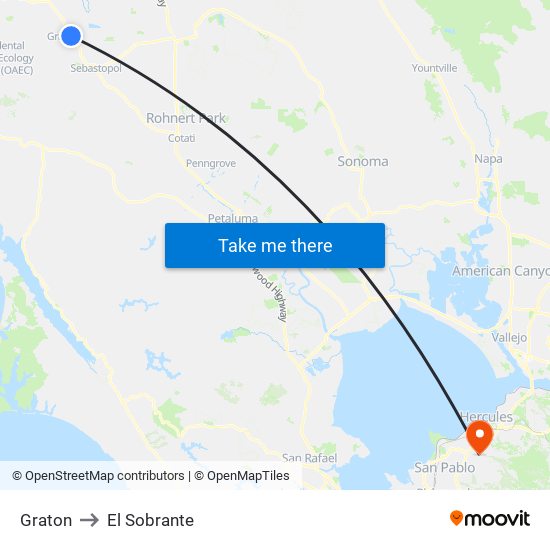 Graton to El Sobrante map