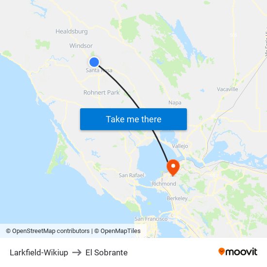 Larkfield-Wikiup to El Sobrante map