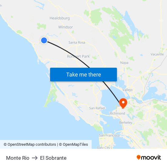 Monte Rio to El Sobrante map