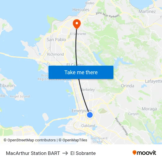 MacArthur Station BART to El Sobrante map