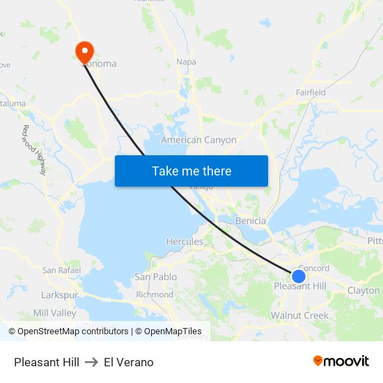 Pleasant Hill to El Verano map