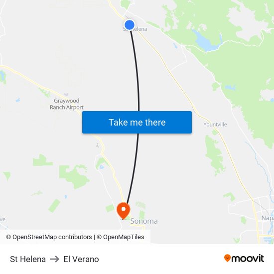 St Helena to El Verano map