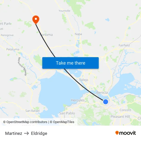 Martinez to Eldridge map