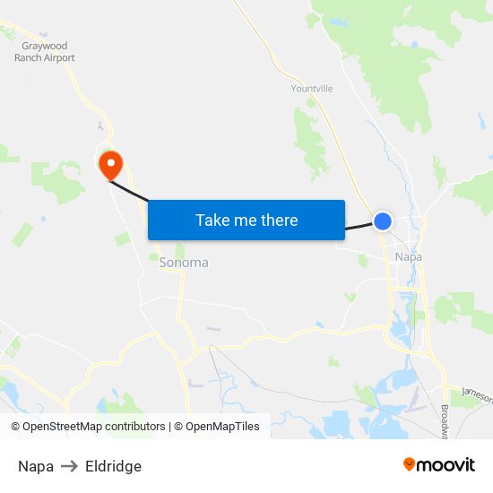 Napa to Eldridge map