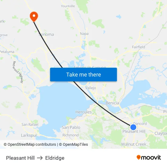 Pleasant Hill to Eldridge map