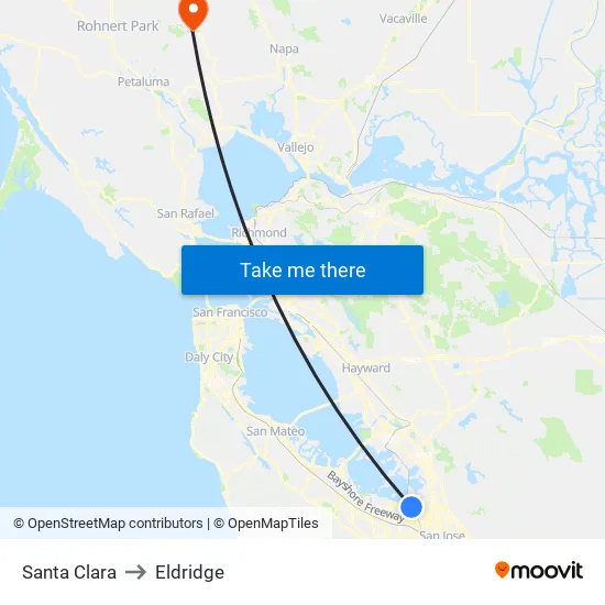 Santa Clara to Eldridge map