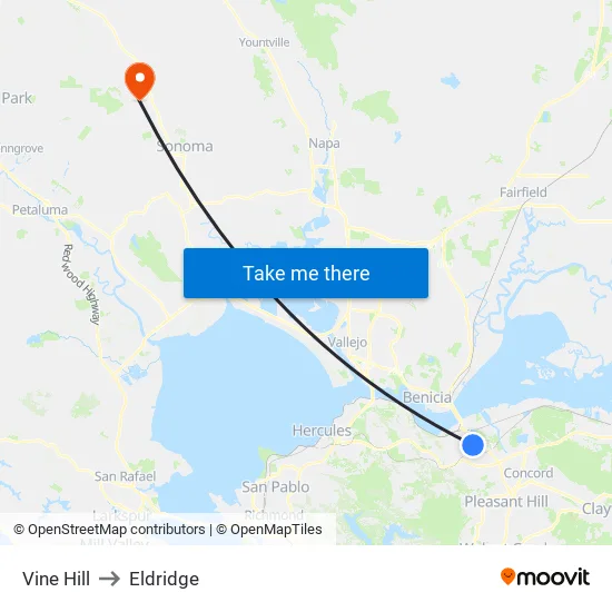 Vine Hill to Eldridge map