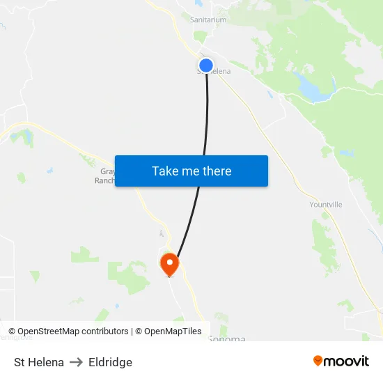 St Helena to Eldridge map