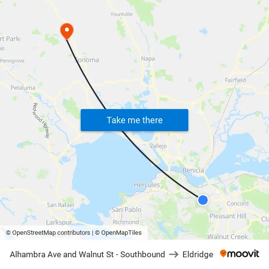 Alhambra Ave and Walnut St - Southbound to Eldridge map