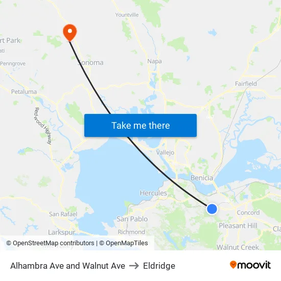 Alhambra Ave and Walnut Ave to Eldridge map