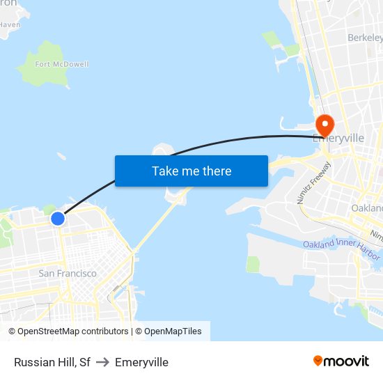 Russian Hill, Sf to Emeryville map