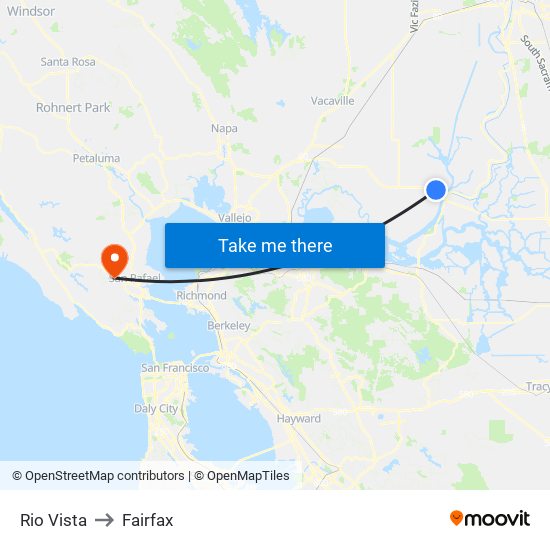 Rio Vista to Fairfax map