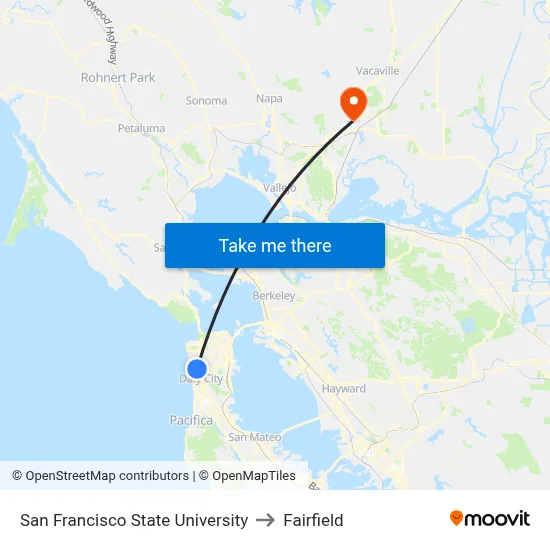 San Francisco State University to Fairfield map