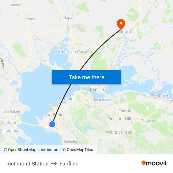 Richmond Station to Fairfield map