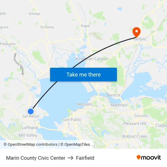 Marin County Civic Center to Fairfield map