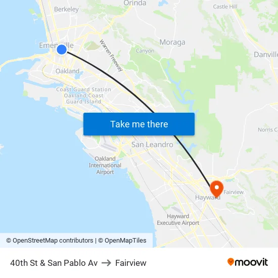 40th St & San Pablo Av to Fairview map
