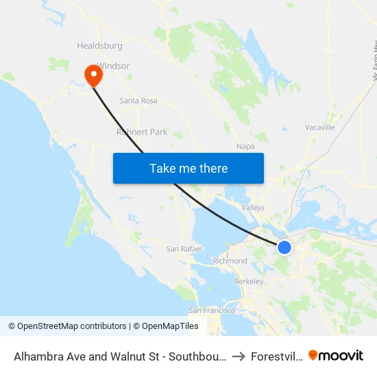 Alhambra Ave and Walnut St - Southbound to Forestville map