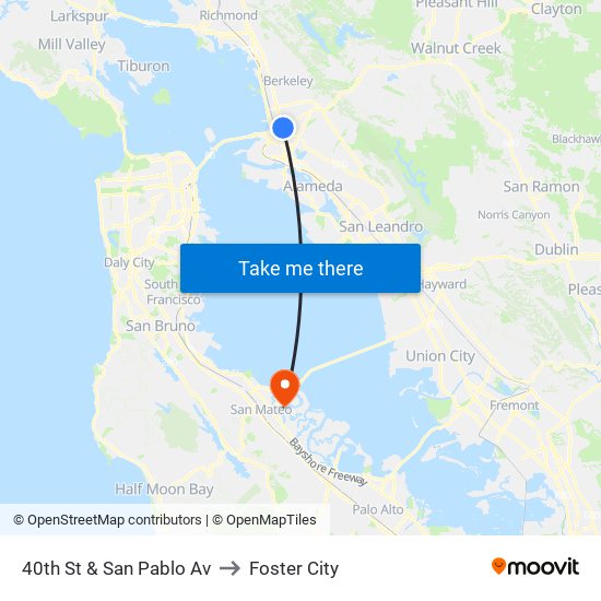 40th St & San Pablo Av to Foster City map