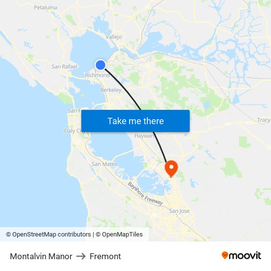 Montalvin Manor to Fremont map