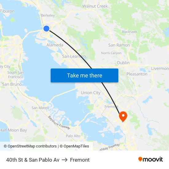 40th St & San Pablo Av to Fremont map