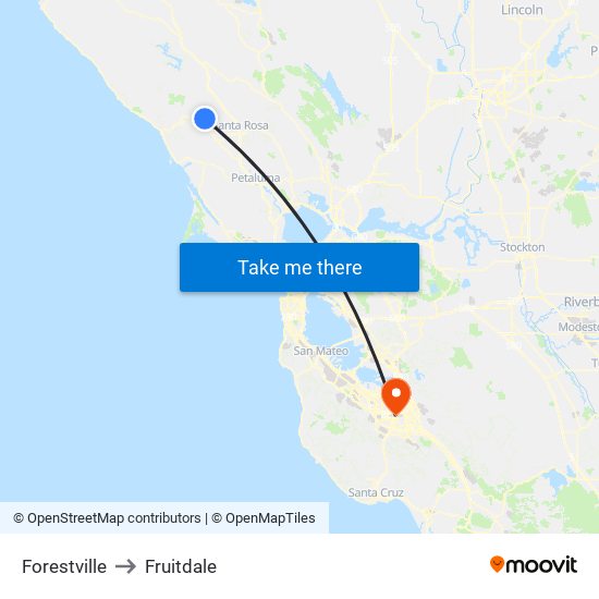 Forestville to Fruitdale map