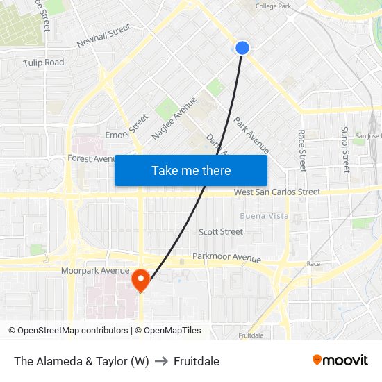 The Alameda & Taylor (W) to Fruitdale map