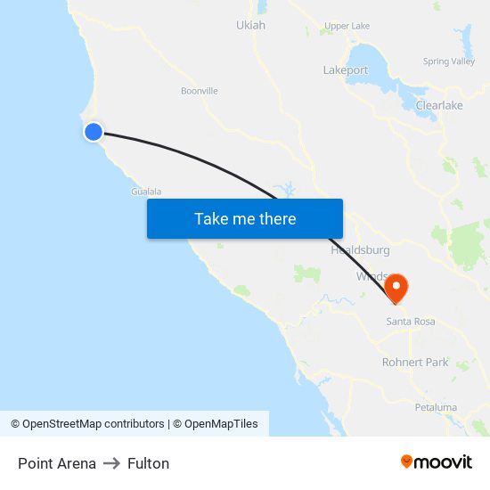 Point Arena to Fulton map