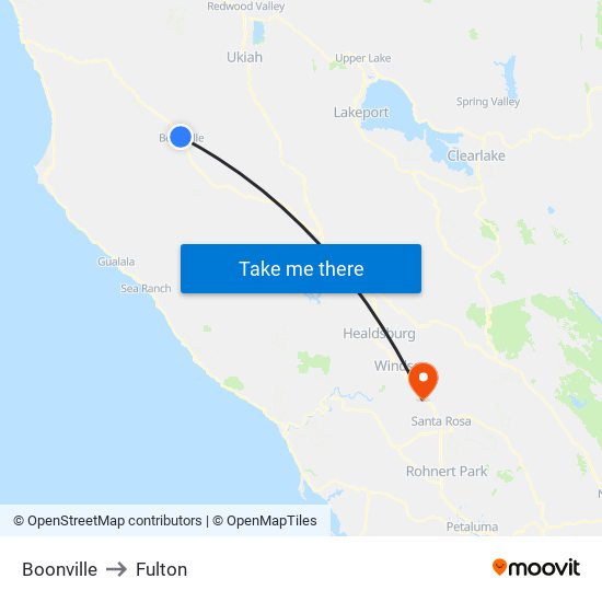 Boonville to Fulton map