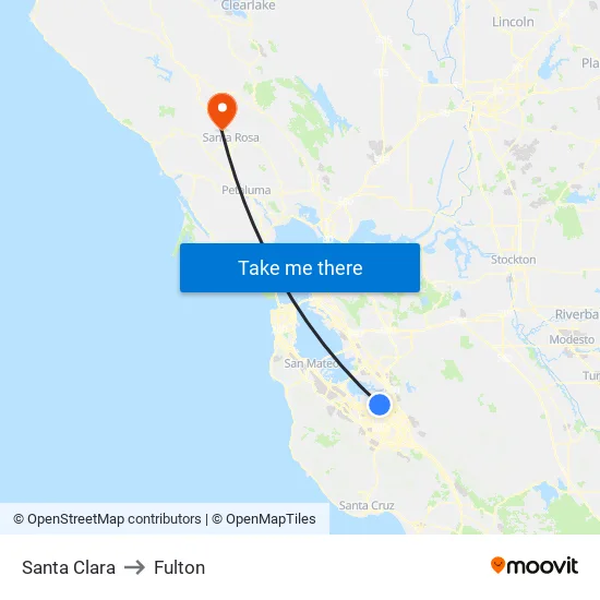 Santa Clara to Fulton map
