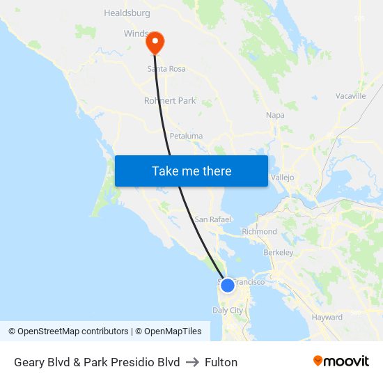 Geary Blvd & Park Presidio Blvd to Fulton map