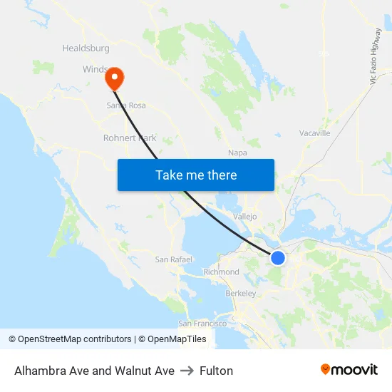 Alhambra Ave and Walnut Ave to Fulton map