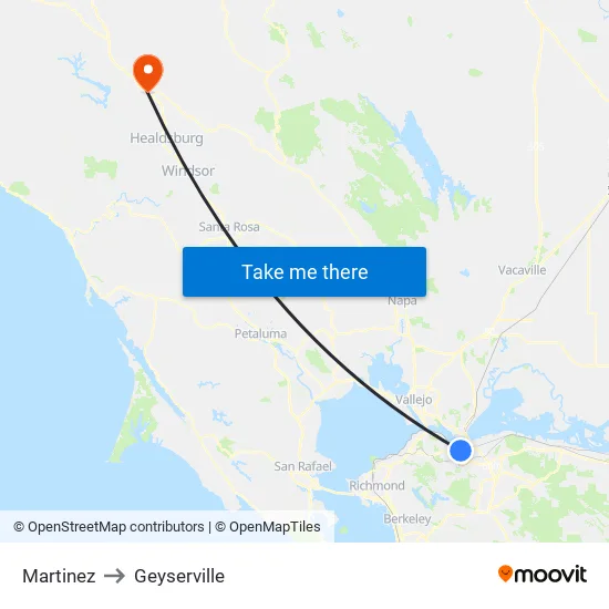 Martinez to Geyserville map