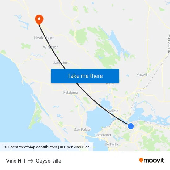 Vine Hill to Geyserville map