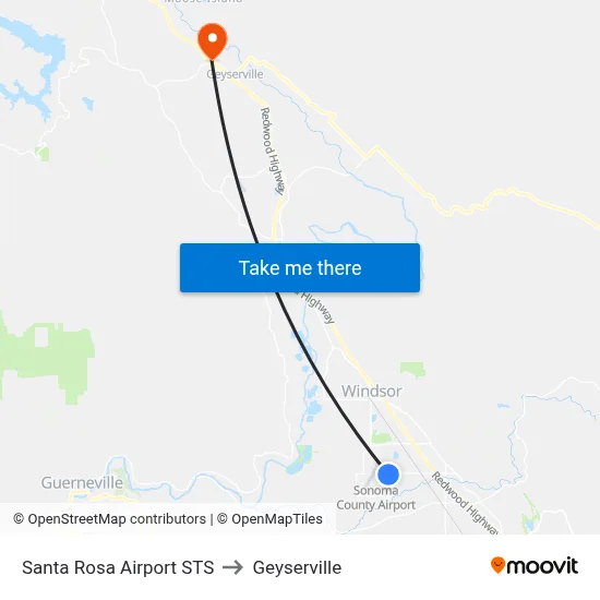 Santa Rosa Airport STS to Geyserville map