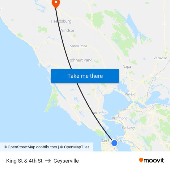 King St & 4th St to Geyserville map