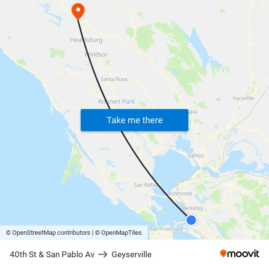 40th St & San Pablo Av to Geyserville map