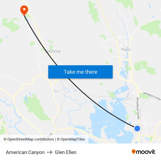 American Canyon to Glen Ellen map