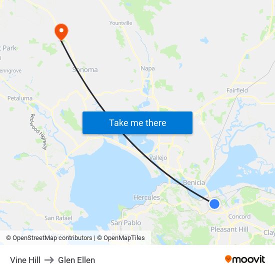 Vine Hill to Glen Ellen map