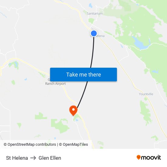 St Helena to Glen Ellen map