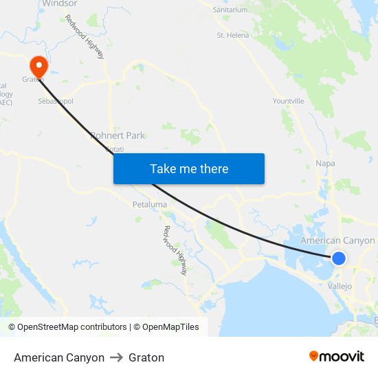 American Canyon to Graton map