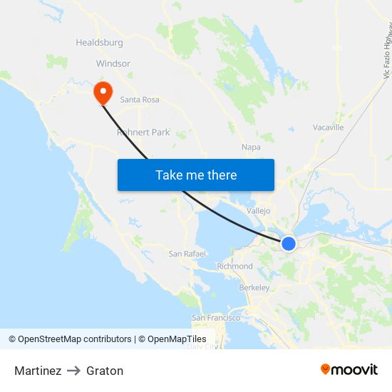 Martinez to Graton map