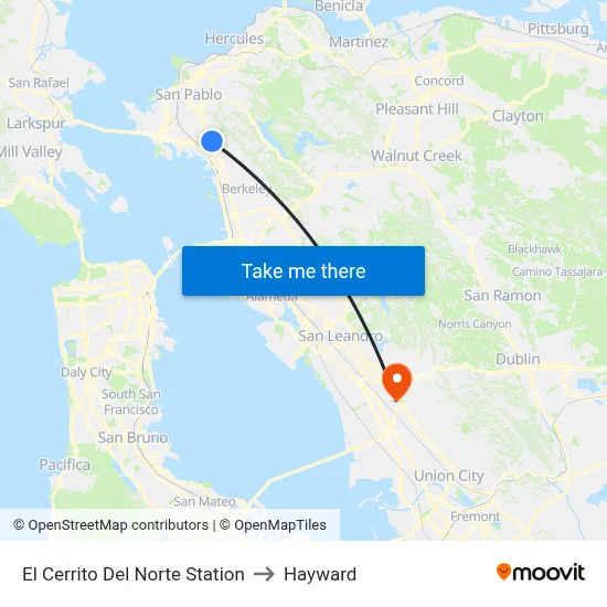 El Cerrito Del Norte Station to Hayward map