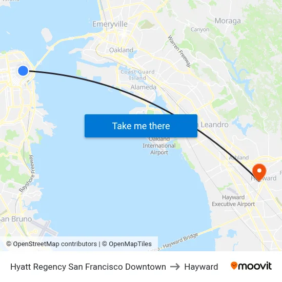 Hyatt Regency San Francisco Downtown to Hayward map