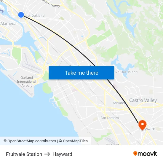 Fruitvale Station to Hayward map