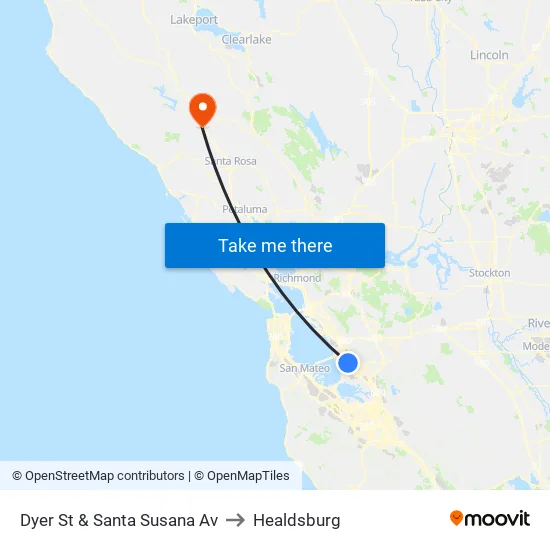 Dyer St & Santa Susana Av to Healdsburg map